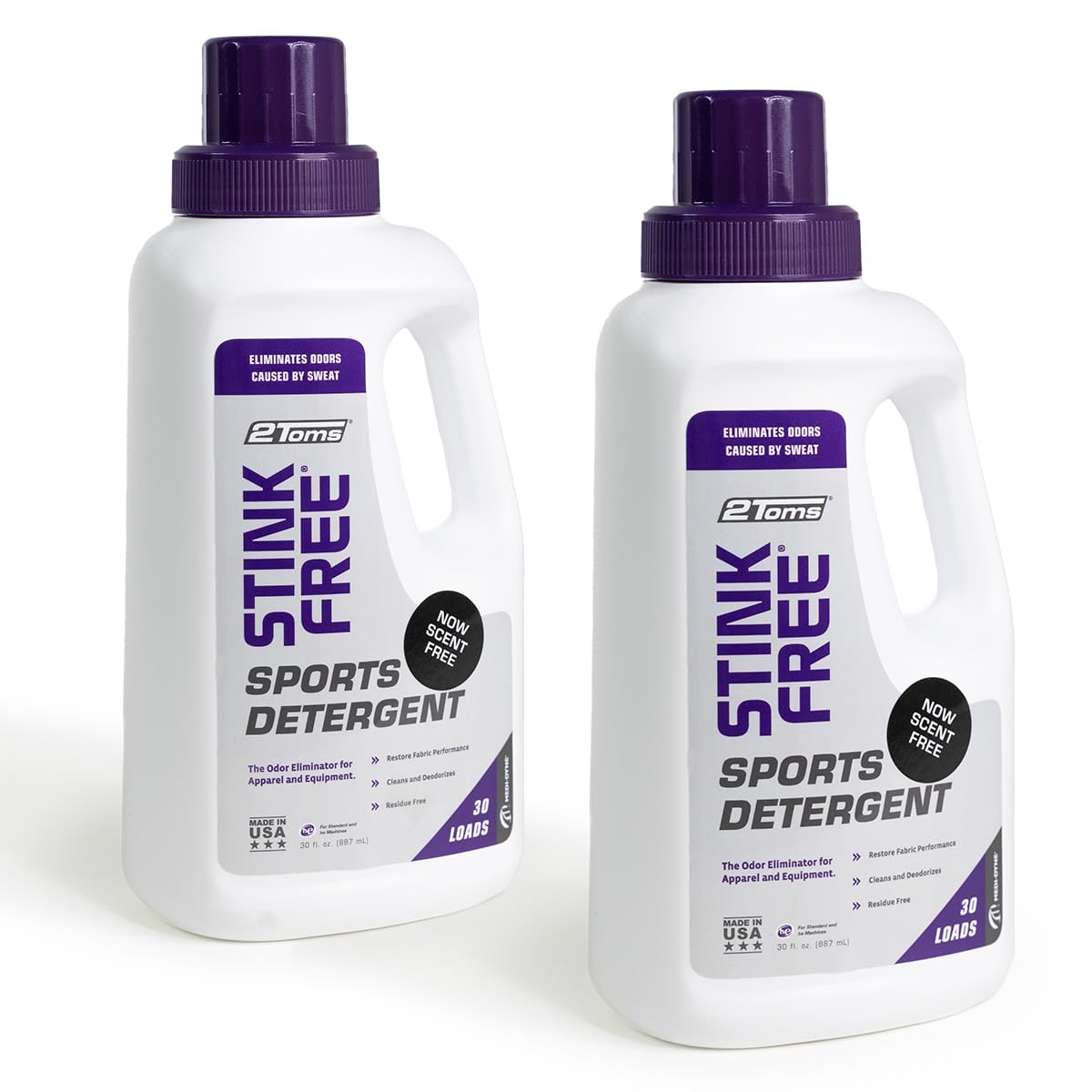 2Toms StinkFree Waschmittel, Geruchsvernichter, parfümfrei, für Kleidung und Sportgeräte, formuliert zum Schwitzen, 850 ml (2 Stück)