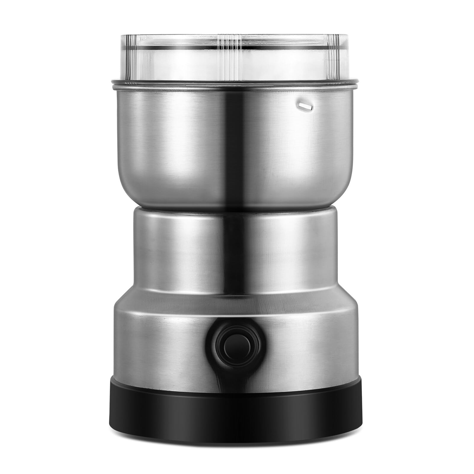Moulin à grains, multifonctionnel, moulin à grains 150 W, moulin en acier inoxydable, petit récipient en poudre de café, broyeur domestique pour ingrédients secs, épices, herbes, café (argent)