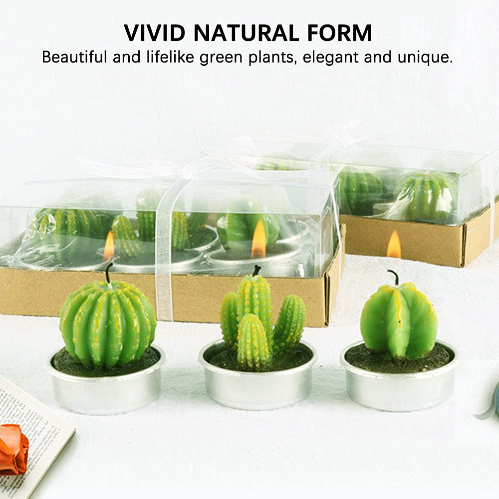 Juego de Velas de té de Cactus, Hechas a Mano, delicadas Velas de Cactus suculentas, Plantas suculentas Artificiales para Fiestas, Festivales, cumpleaños, decoración del hogar (24 Piezas)