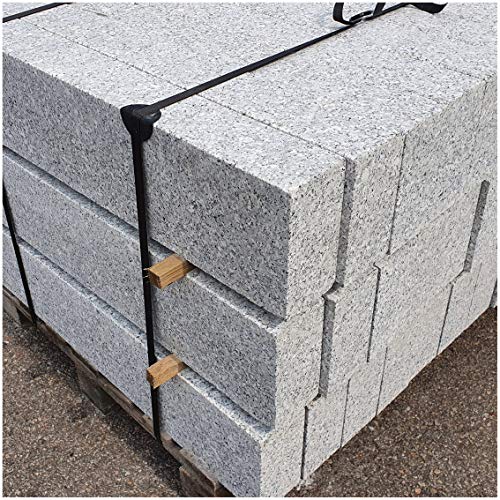 AUPROTEC Granit Bordstein Naturstein massiv 10 x 20 x 100 cm Leistenstein grau DIN EN 1343