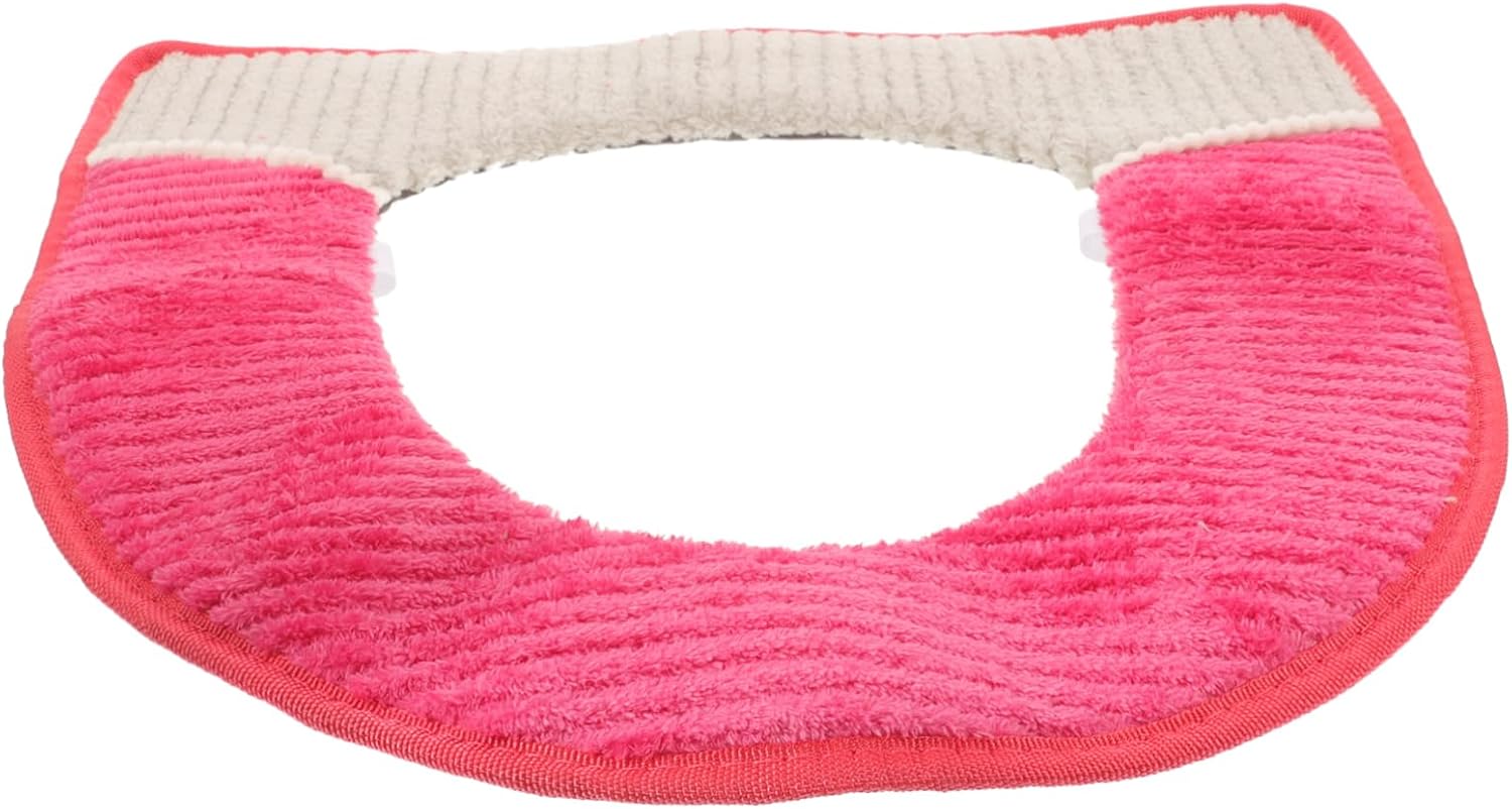Corduroy Stripe Toilet Seat Cushion Thickened Waterproof Winter Cover for Home Warm and Soft for Bathroom Use Random Color