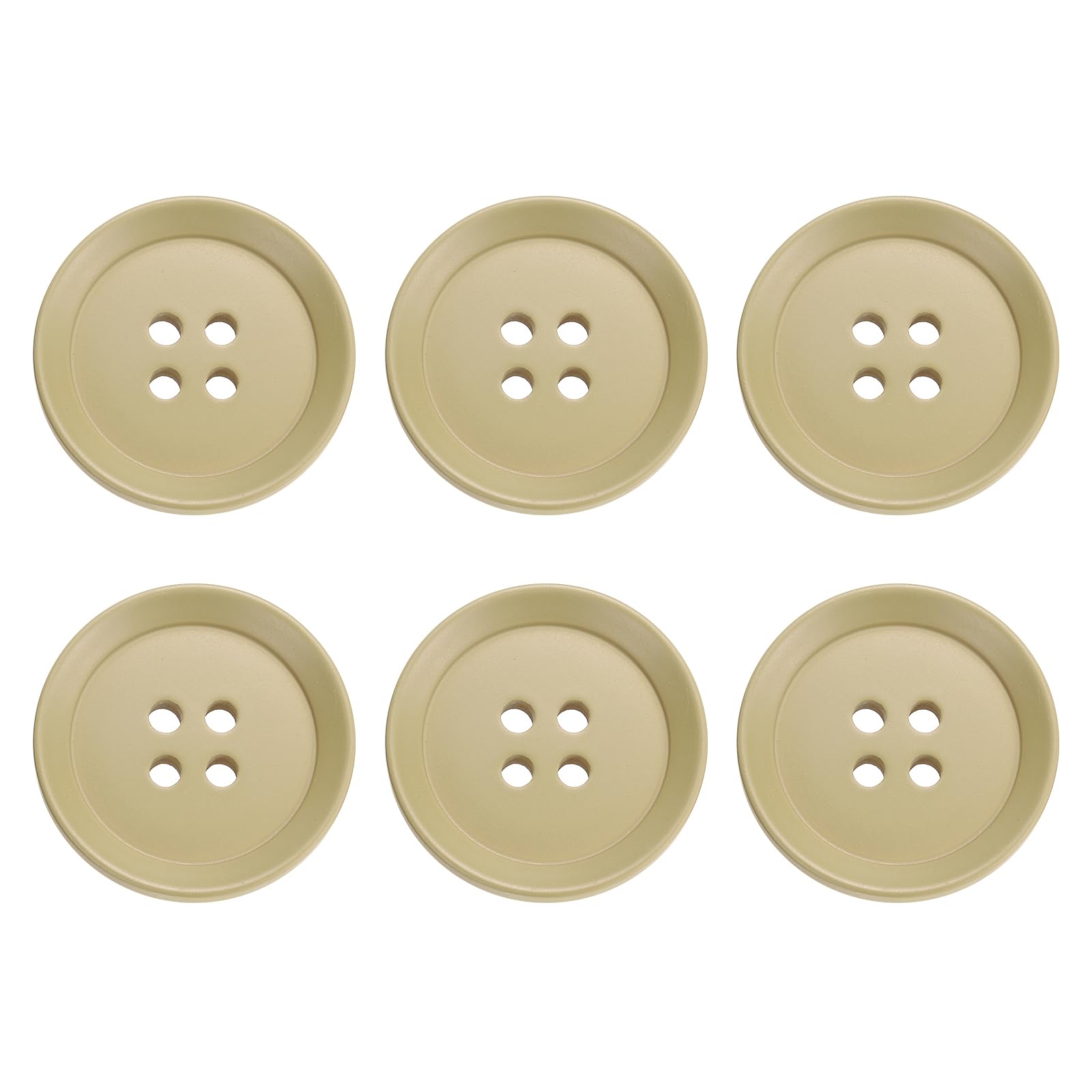 sourcing map 6pcs Sewing Button 30mm (1.18") 4 Holes Resin Round Craft Replacement Buttons for Clothing DIY Crafts Decoration, Dark Yellow