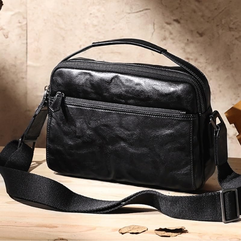 Single Shoulder Bag for Men Casual Genuine Leather Crossbody for Daily Use