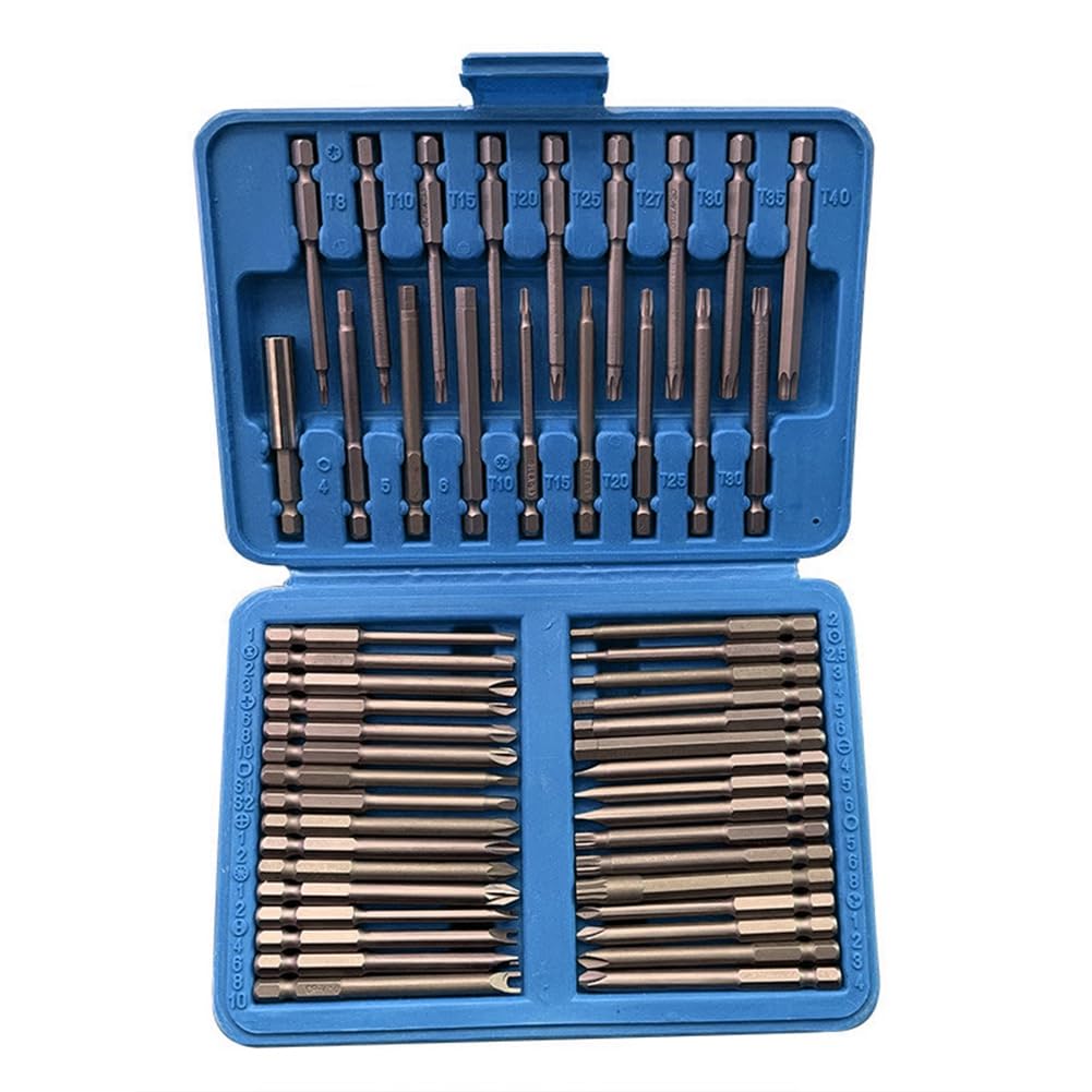 50Pcs Extra Long Reach Bit Set 75mm Security Screwdriver Bits Star Hex Square Spanner Bit