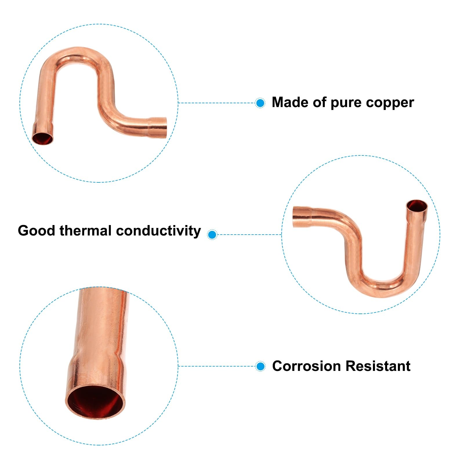 PATIKIL Accesorios de tubería de cobre con trampa P de 3/4 pulgadas, 4 piezas de conexión de soldadura de soldadura para HVAC, refrigeración, aire acondicionado, suministro de fontanería