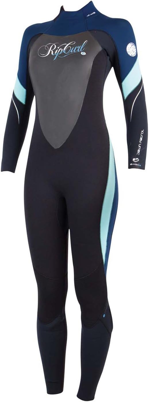 Rip Curl Womens Dawn Patrol 3/2 FL Wetsuit (Black/Turquoise, 6)