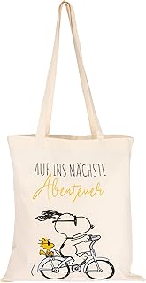 The Peanuts Snoopy - Borsa in tela di iuta per la prossima avventura, colore: Beige