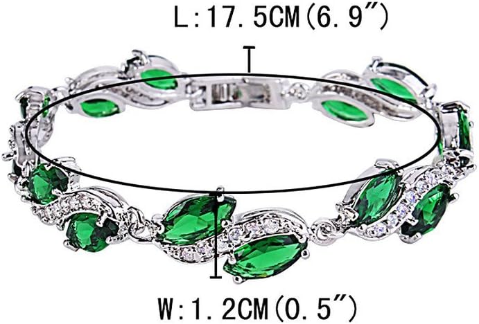 EleQueen Women's Silver-Tone Full Cubic Zirconia Marquise Leaf Roman Tennis Bracelet - Image 4