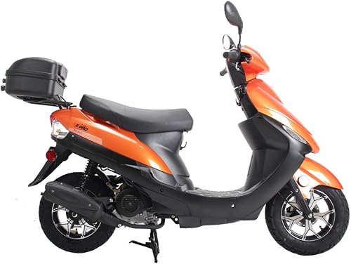 Miniatura 3 de X-PRO Ciclomotor de gas para adultos de 50 cc con ruedas de aluminio de 10 pulgadas, arranque eléctricoKick! (naranja, paquete de fábrica)