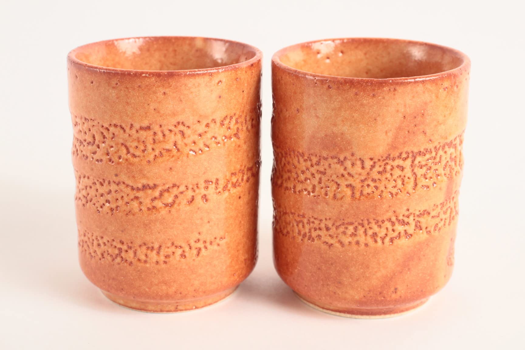 Mino Ware Yunomi Chawan Teetasse, japanische Keramik, kurz, klein, hergestellt in Japan (Japan Import) (Akashino Orange) SZY104