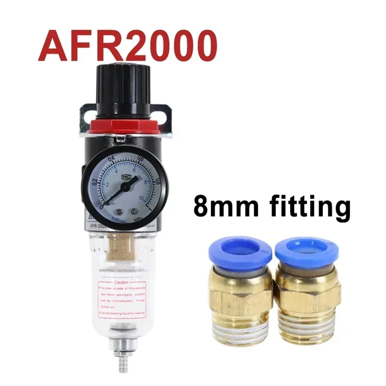 Pneumatyczny filtr jednostka do uzdatniania powietrza regulator ciśnienia sprężarka zawór redukcyjny przełącznik miernika separacji wody oleju (AFR-2000 w PC-8MM)