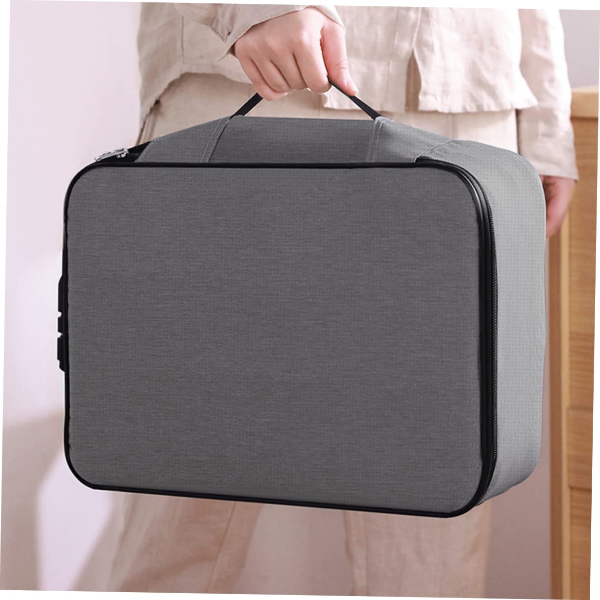 Boîte De Rangement Pour Organisateur De Documents Grosse Capacité 3 Couches Serrure à Combinaison Gris Paquet à Documents Sécurisé Pour Bureau Et Domicile