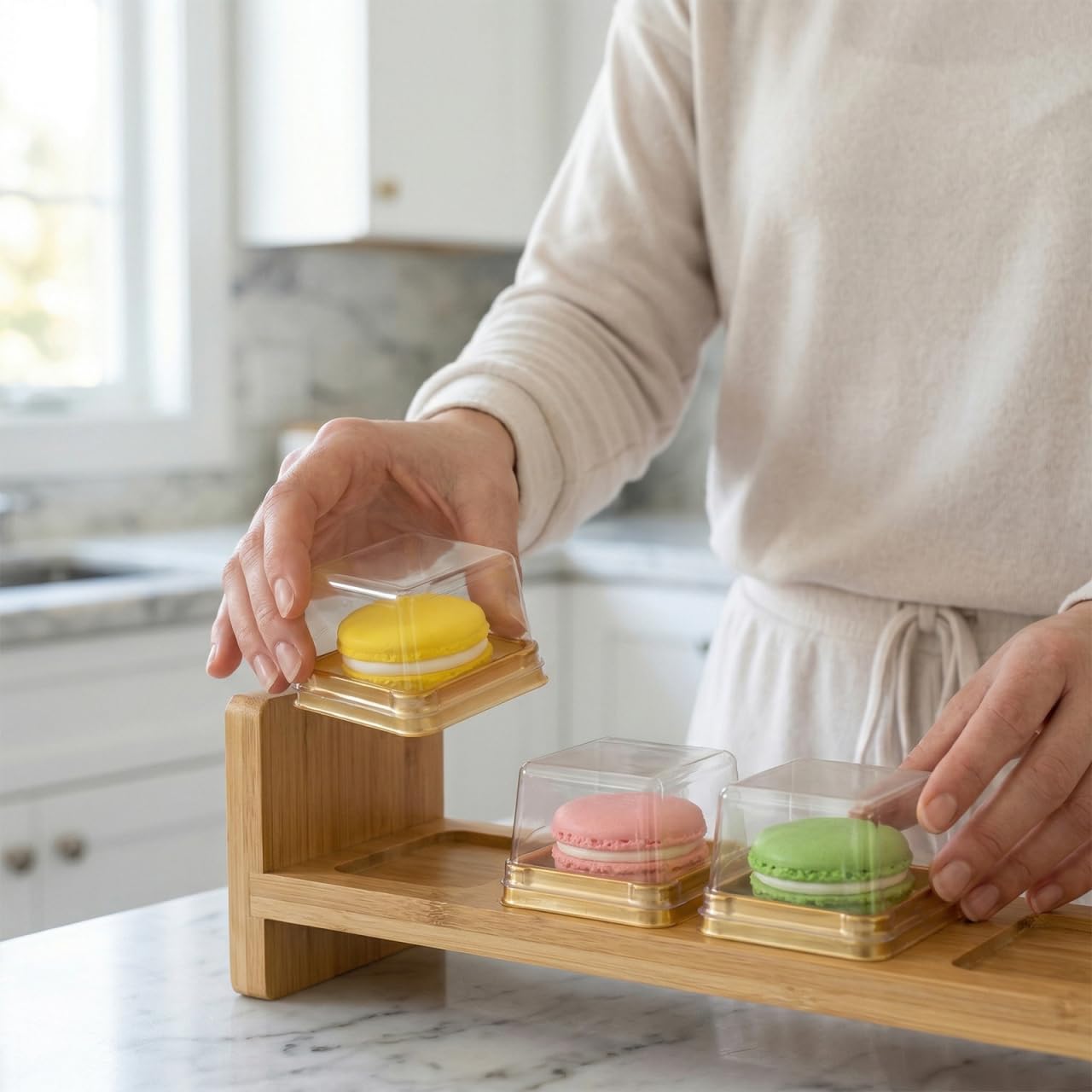 DOITOOL Paquete de 150 cajas individuales de plástico transparente con tapas transparentes, bandejas cuadradas para tartas de luna, cajas de embalaje para magdalenas, cajas de postre transparentes
