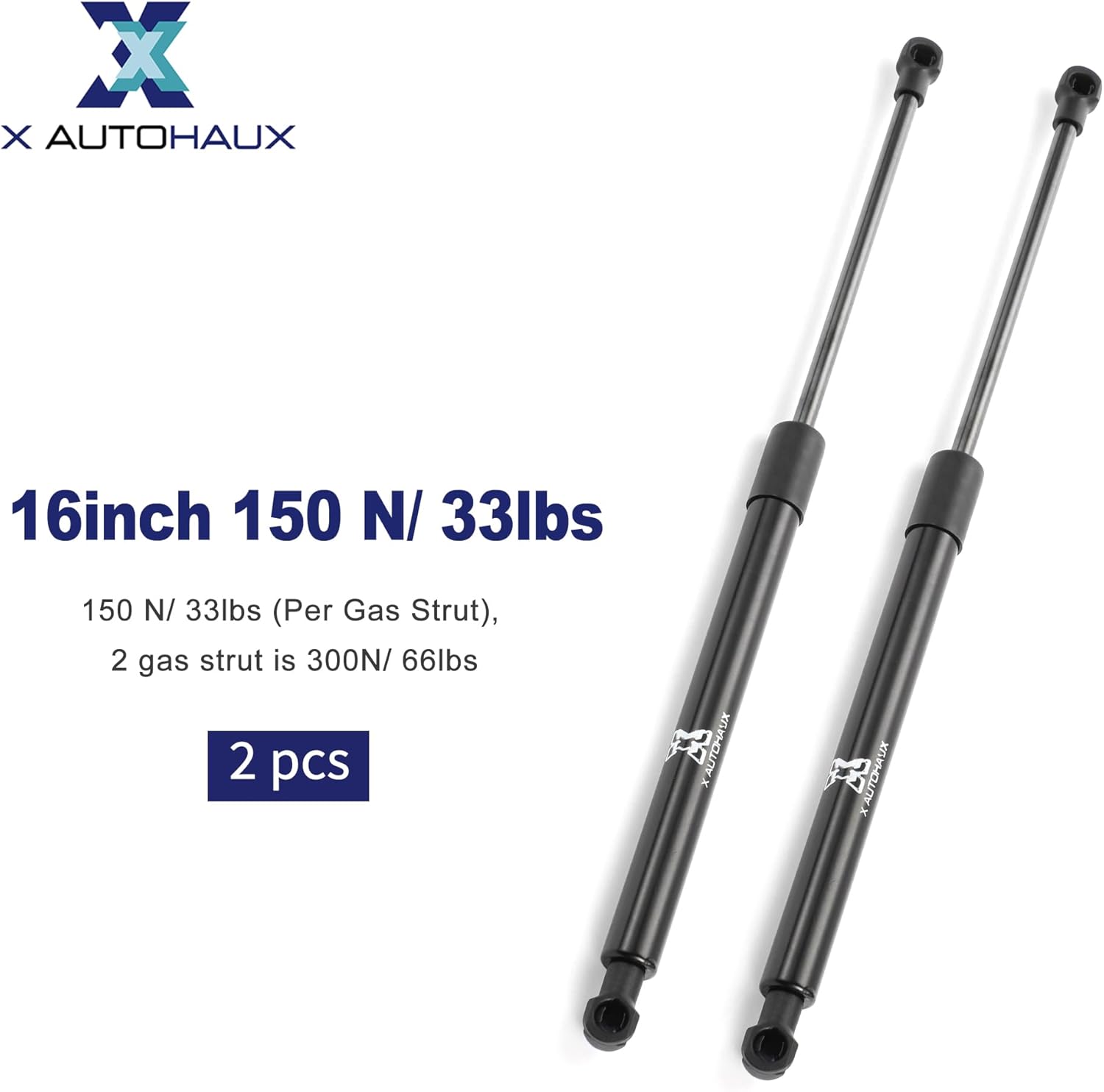 X AUTOHAUX 2Pcs 16 Inch 33 Lbs/ 150N Black Lift Supports Struts Shocks Gas Spring Universal for RV Car Truck Boat
