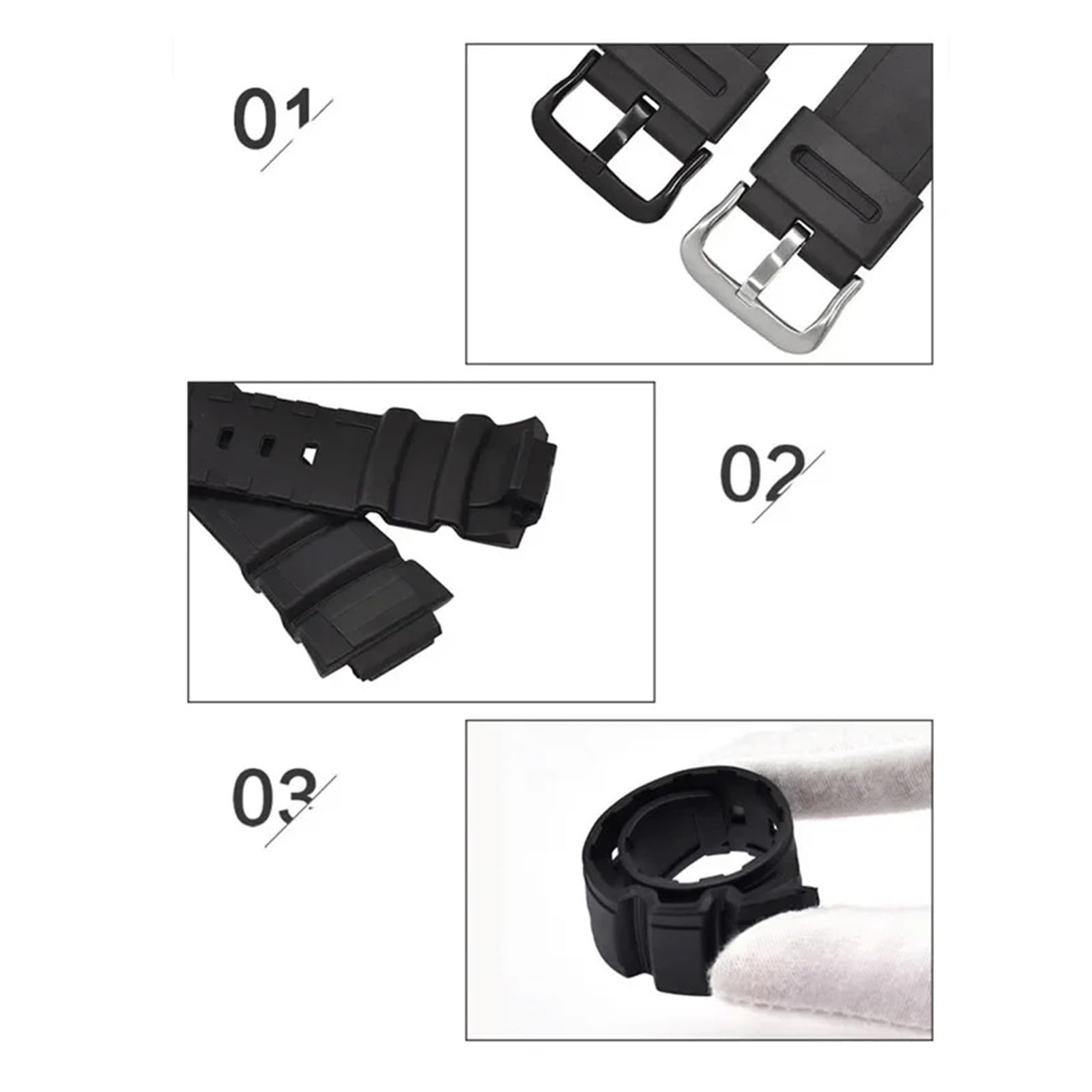 Bracelet en résine compatible avec Casio G-Shock MCW-100H/110H W-S220 HDD-S100 WV-200 AE-2000/2100, bracelet en silicone TPU 16 mm