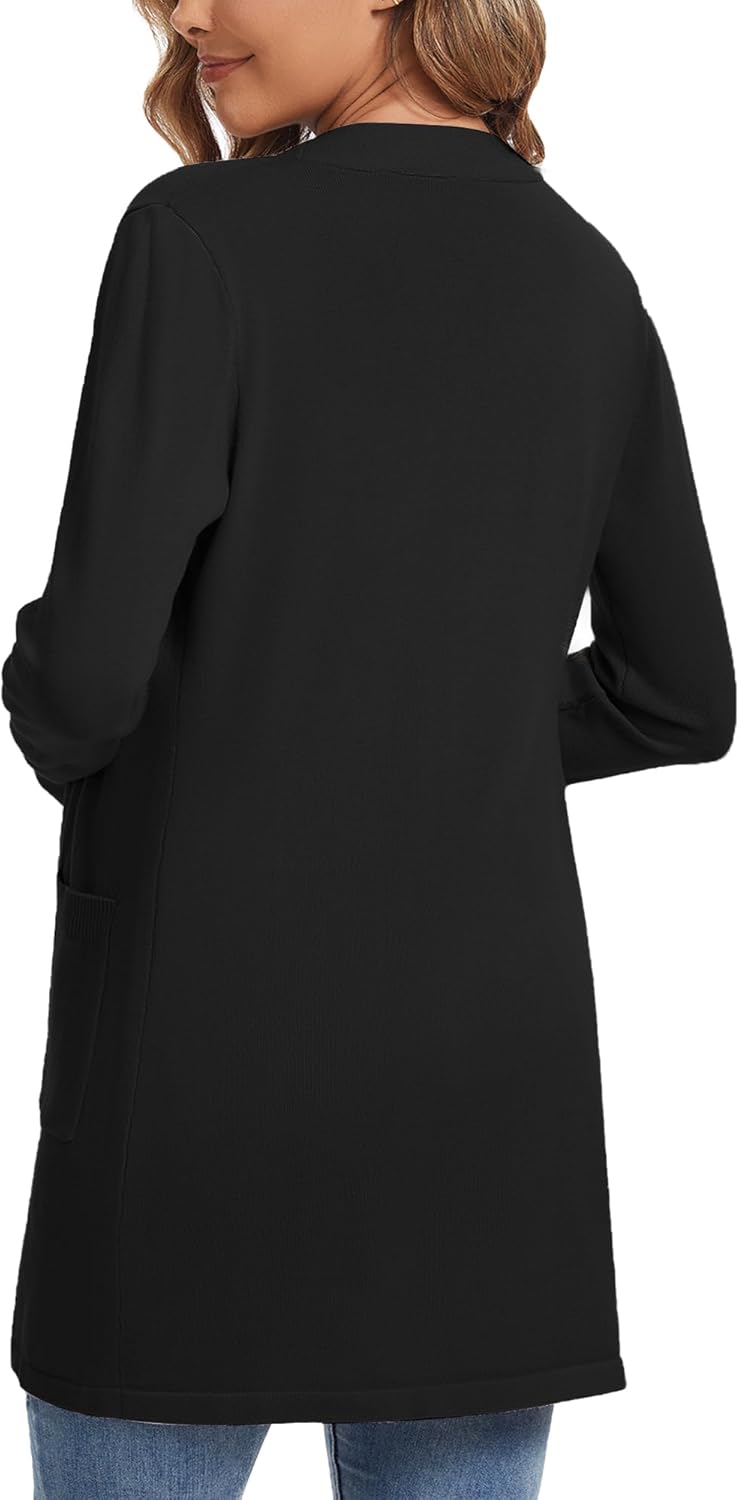 Cardigan for Women Casual Long Sleeve Open Front Cardigan Sweaters with Pockets - Image 2
