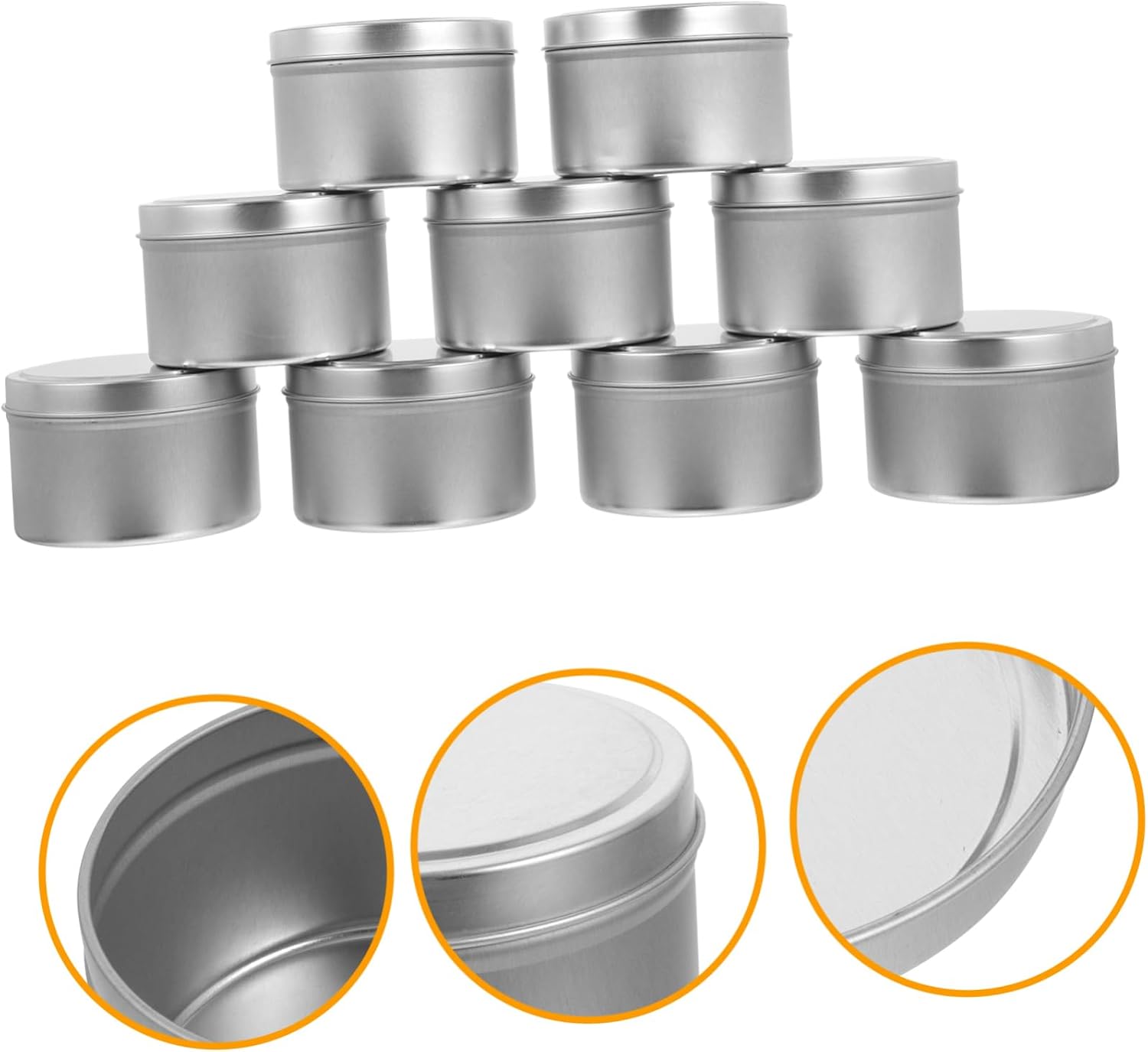 Candle Jar Tin Set 9pcs 8oz Round Tin Jars Tinplate Storage Containers for DIY Candles Candy Jewelry Boxes