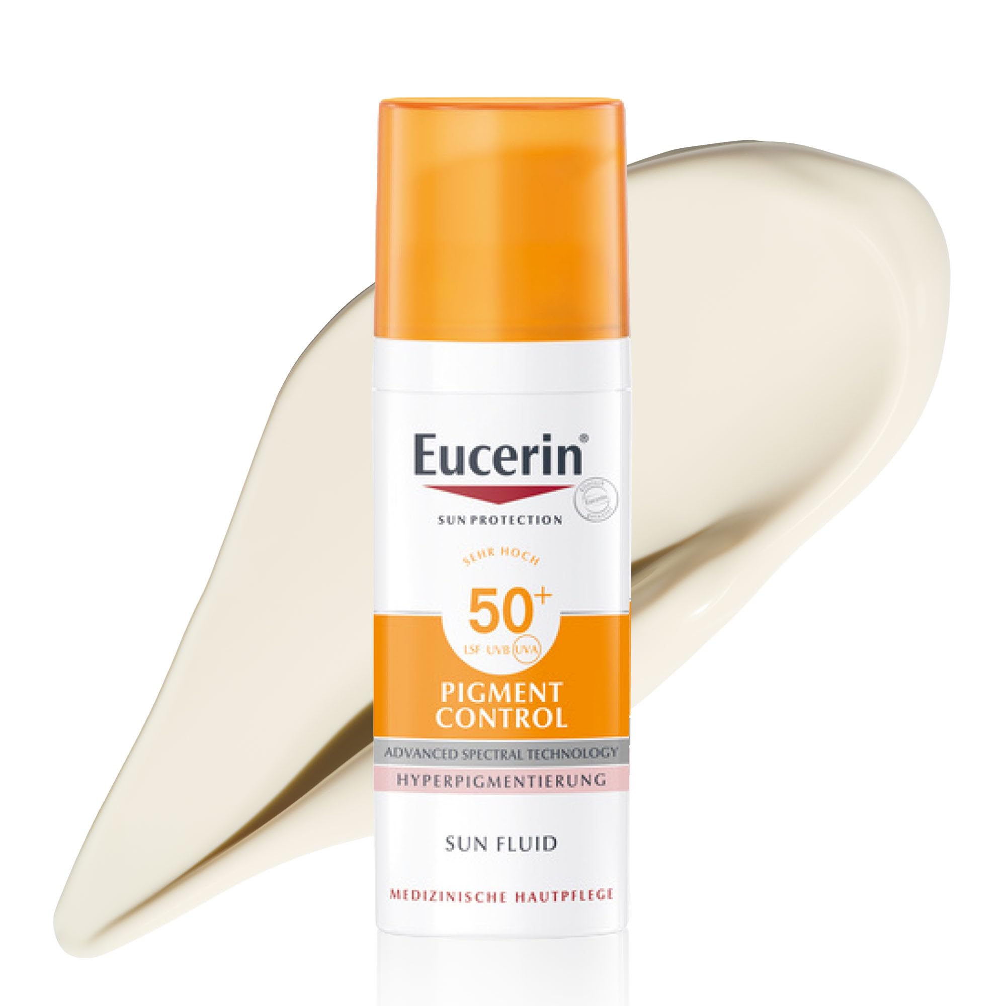 Eucerin Pigment Control Face Sun Fluid LSF 50+ 50 ml, Sonnencreme für das Gesicht mildert effektiv Pigmentflecken, Sonnenschutz mit UVA/UVB-Filtern und leichter Textur für alle Hauttypen