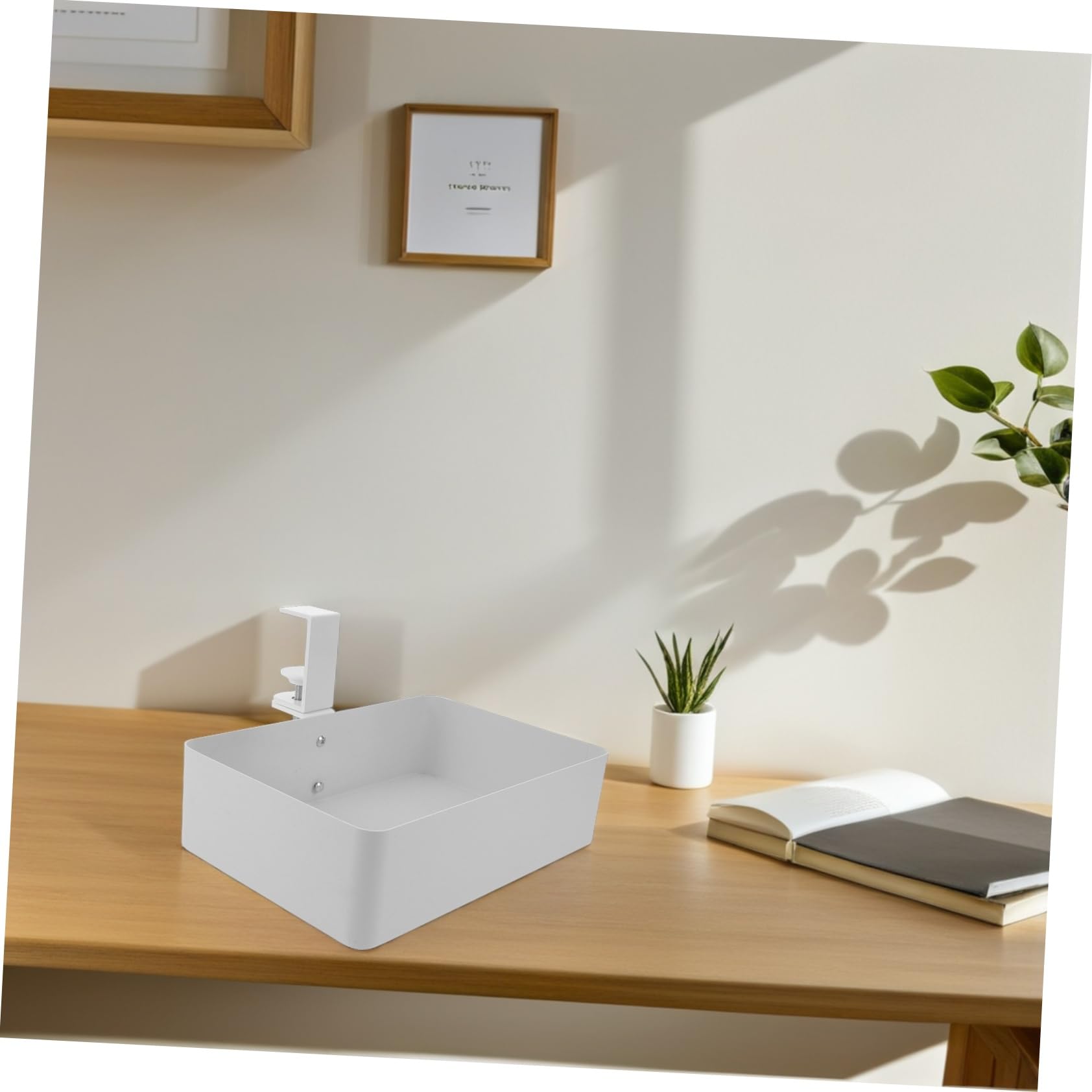 Gadpiparty Cestino Porta Oggetti in Metallo per Sotto la Scrivania Contenitore Organizzatore Discreto per Piccoli Spazi in Cucina e Bagno