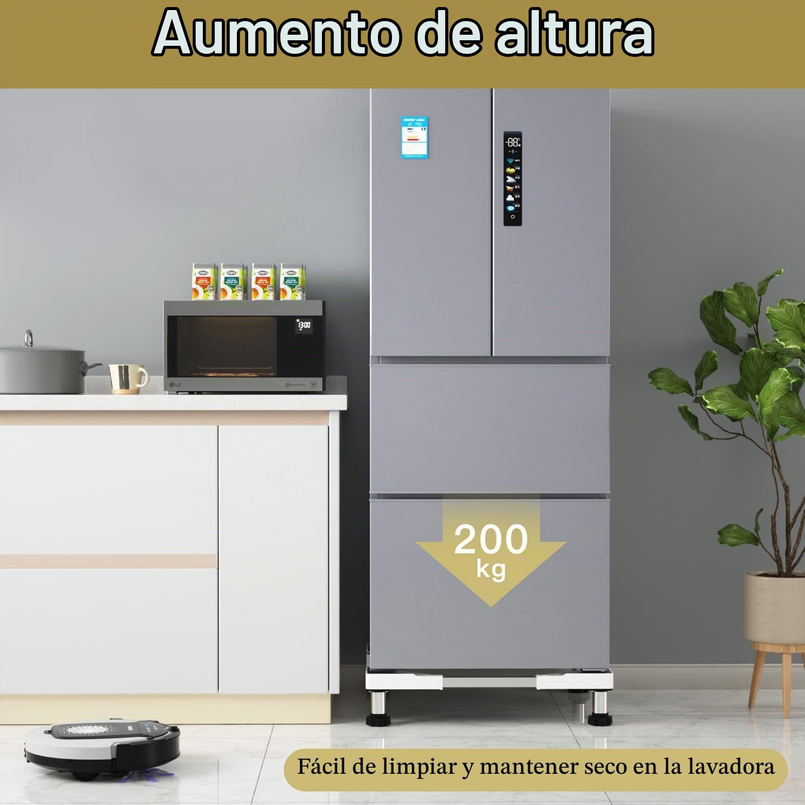 DEWEL Soporte Lavadora Ajustable para Lavadoras, Frigoríficos y Secadoras