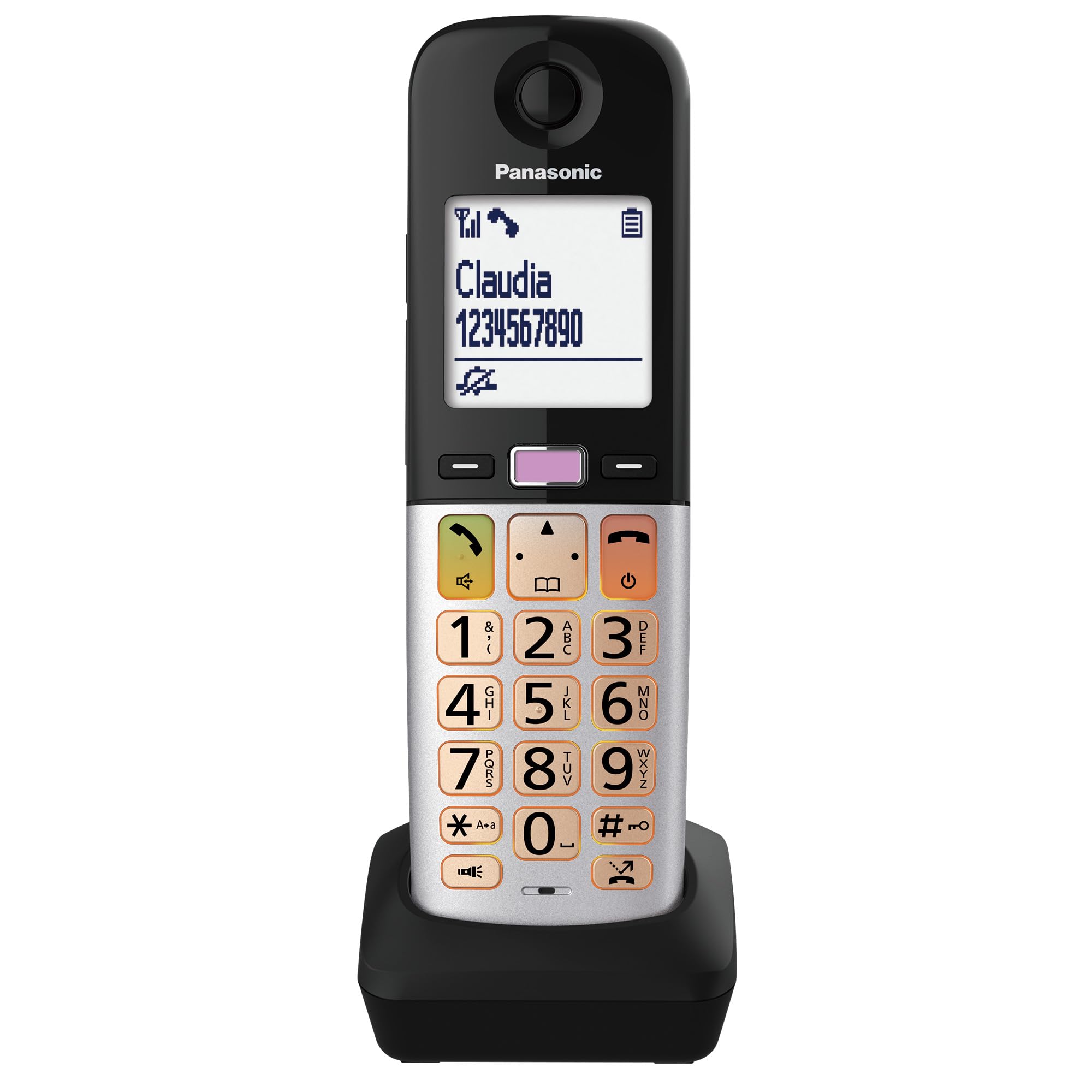 Panasonic KX-TGUA40EXB zusätzliches Mobilteil für Digitale Schnurlostelefone KX-TGU430/KX-TGU410, LCD-Display, FavoritenTaste,extra laut,hörgerätekompatibel, Hauptgerät erforderlich, Schwarz & Silber