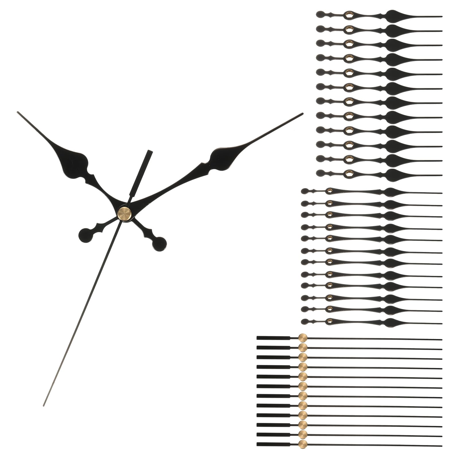 PATIKIL Clock Hands Mechanism Kit - 12 Set Aluminum Wall Clock Movement Parts for DIY Repair Black, A13