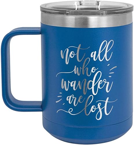 Miniatura 10 de NOT ALL WANDER ARE LOST Maroon Taza de café de 15 oz con tapa deslizante  Taza de café de viaje aislada  Ideas de regalos de cumpleaños o Navidad de