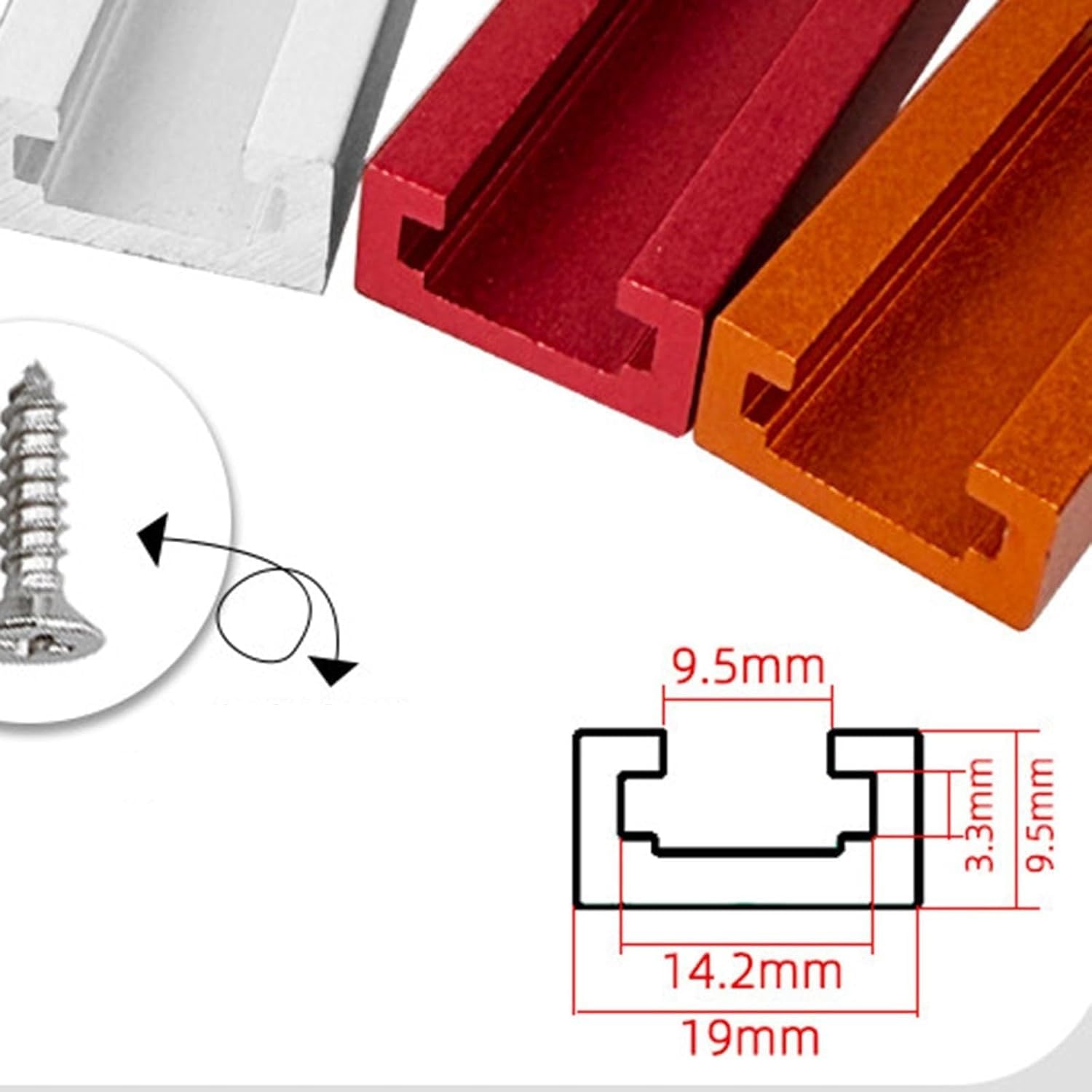 Rieles guía de aleación de aluminio con ranura en T para carpintería, compatibles con fresadoras y sierras de mesa. (100cm)