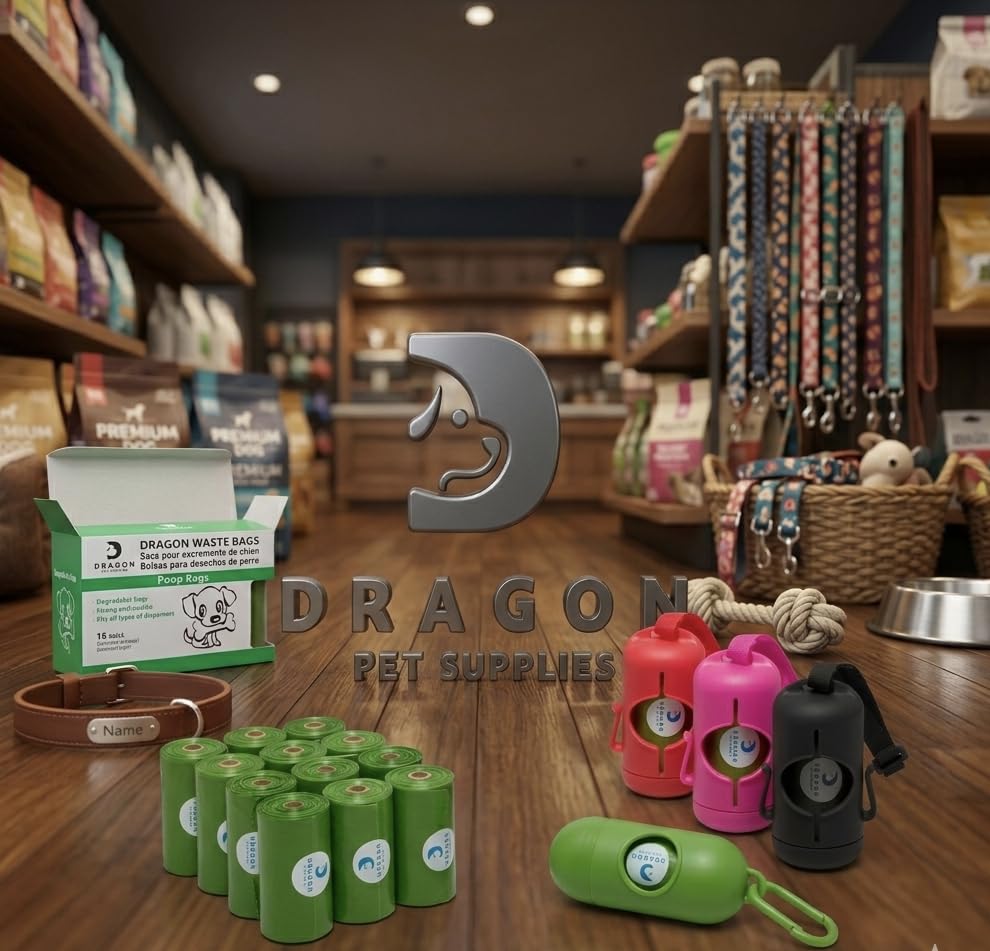 Image of DRAGON Waste Bags Durable Dispenser, Dog poop bags holder with Two Hooks on the side for Used Poop Bags, leash attachment strap and 15 Poop Bags (Pink)