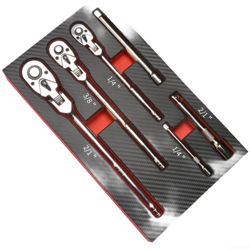Niceminiwall Set di chiavi a cricchetto a 72 denti, 1/4 3/8 1/2 per set di chiavi a bussola con testa flessibile, manico antiscivolo in acciaio al cromo vanadio, per attività di manutenzione meccanica