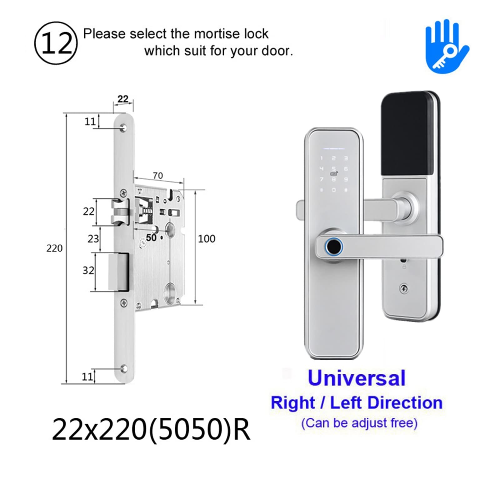 X5 Silver Smart Lock Serratura per porta con impronta digitale biometrica TT Lock App senza chiave Apri la porta da remoto Serrature per porte con impronta digitale, Serrature intelligenti a