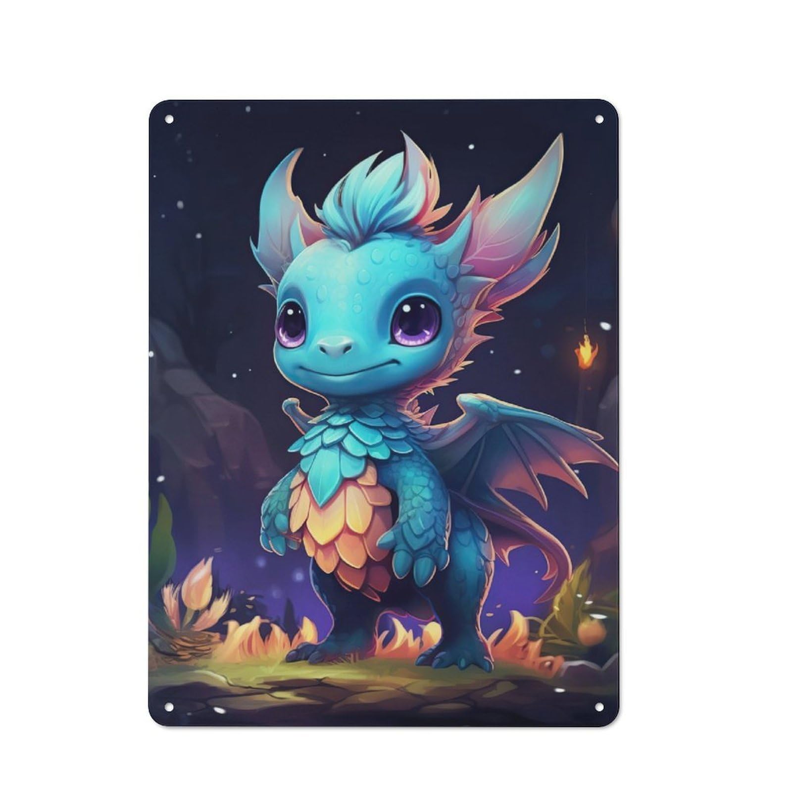 Junmoney Baby Dragon Industrial-Style Tin Sign 40X30cm For Garage Or Workshop, For Garage, Workshop And Man Cave Decoration