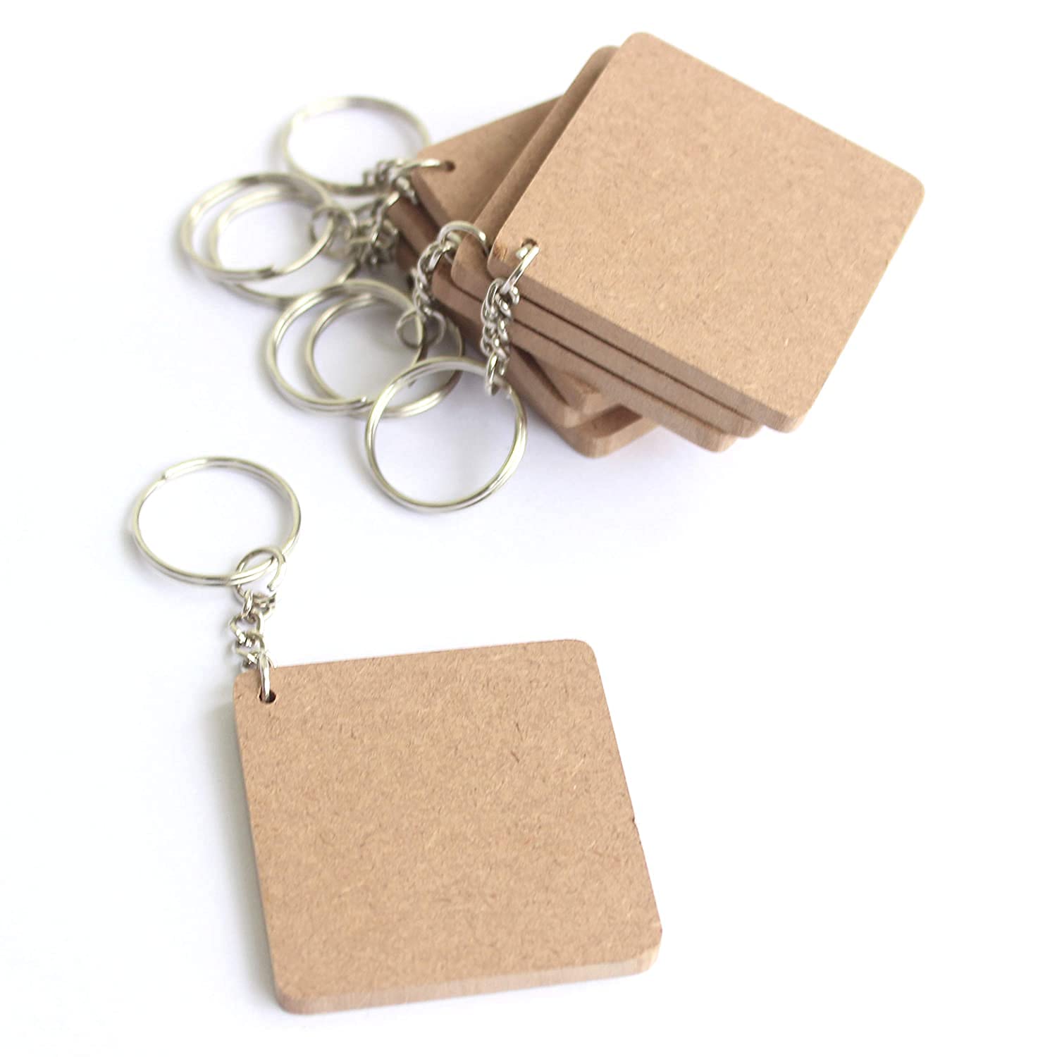 mdf key chains wood sheet craft square shaped painting set of 20-2 in x 2 in for decoupage mdf plains, resin art work & decoration