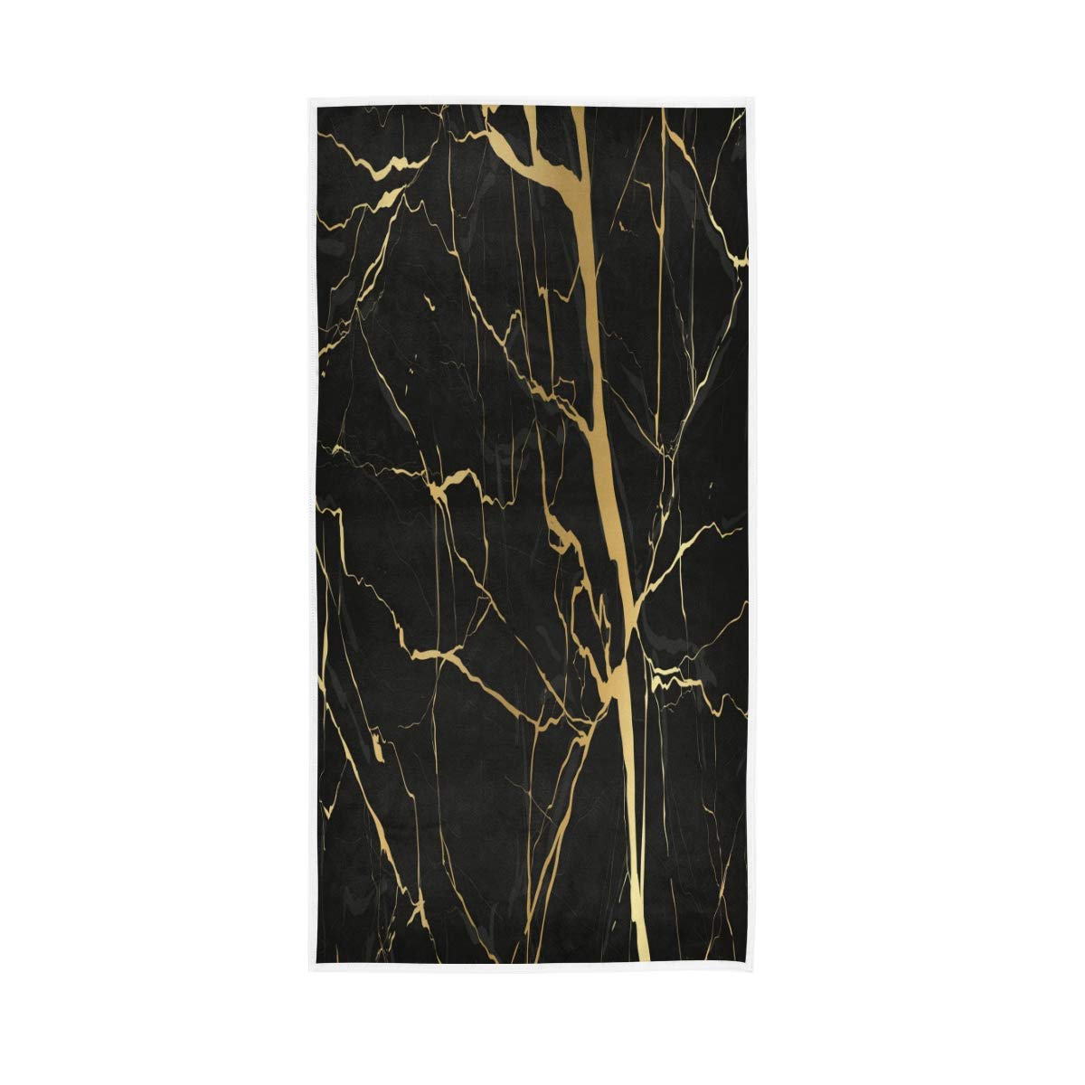 Luxury Black Gold Marble Hand Towels Bath Towels Premium Sports Towel Lightweight Washcloths Women Men Microfibre Towel For Gym Bedroom Hotel, 40X70Cm