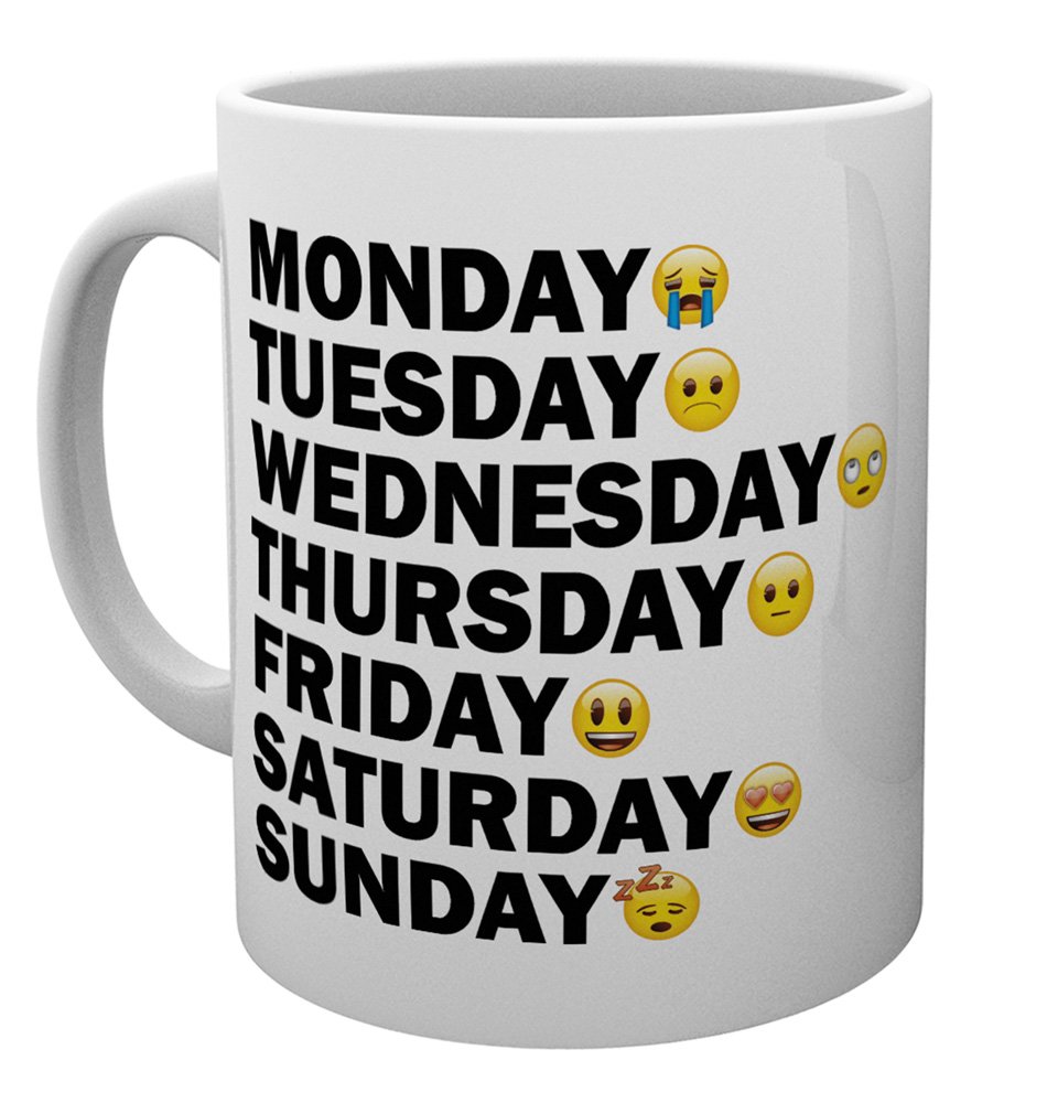 Gb Eye Various Ltd, Emoji, Days Of The Week, Mug