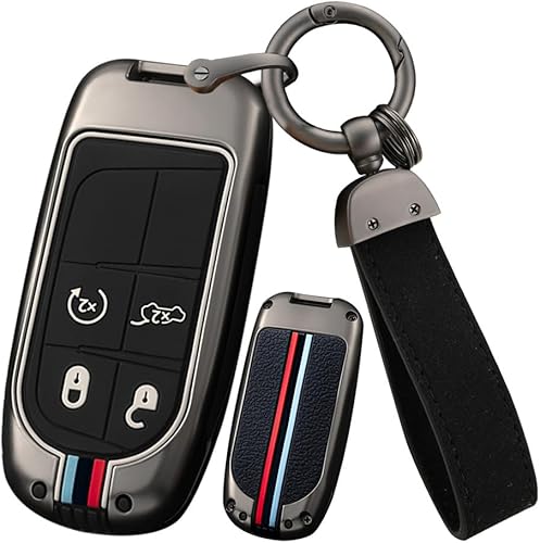 Miniatura 9 de ontto Funda inteligente para llave de automóvil, elegante funda de metal y silicona para llaves de Jeep Grand Renegade Cherokee, funda antiarañazos
