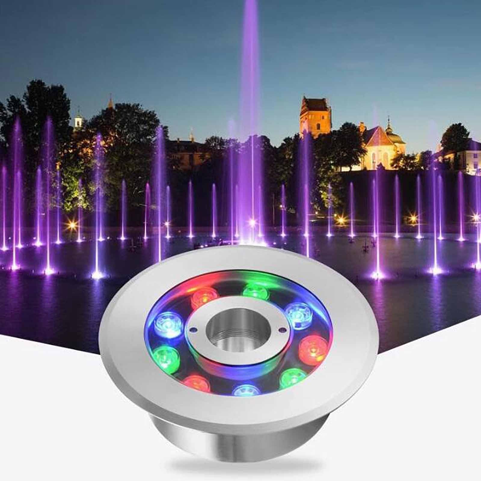 Fontanna pierścieniowa LED – zanurzalne oświetlenie do oczek wodnych,lampa oczkowa RGB AC 24 V,niskonapięciowa,z pilotem,wodoodporna,wpuszczana lampa punktowa IP68,do podwodnych krajobrazów