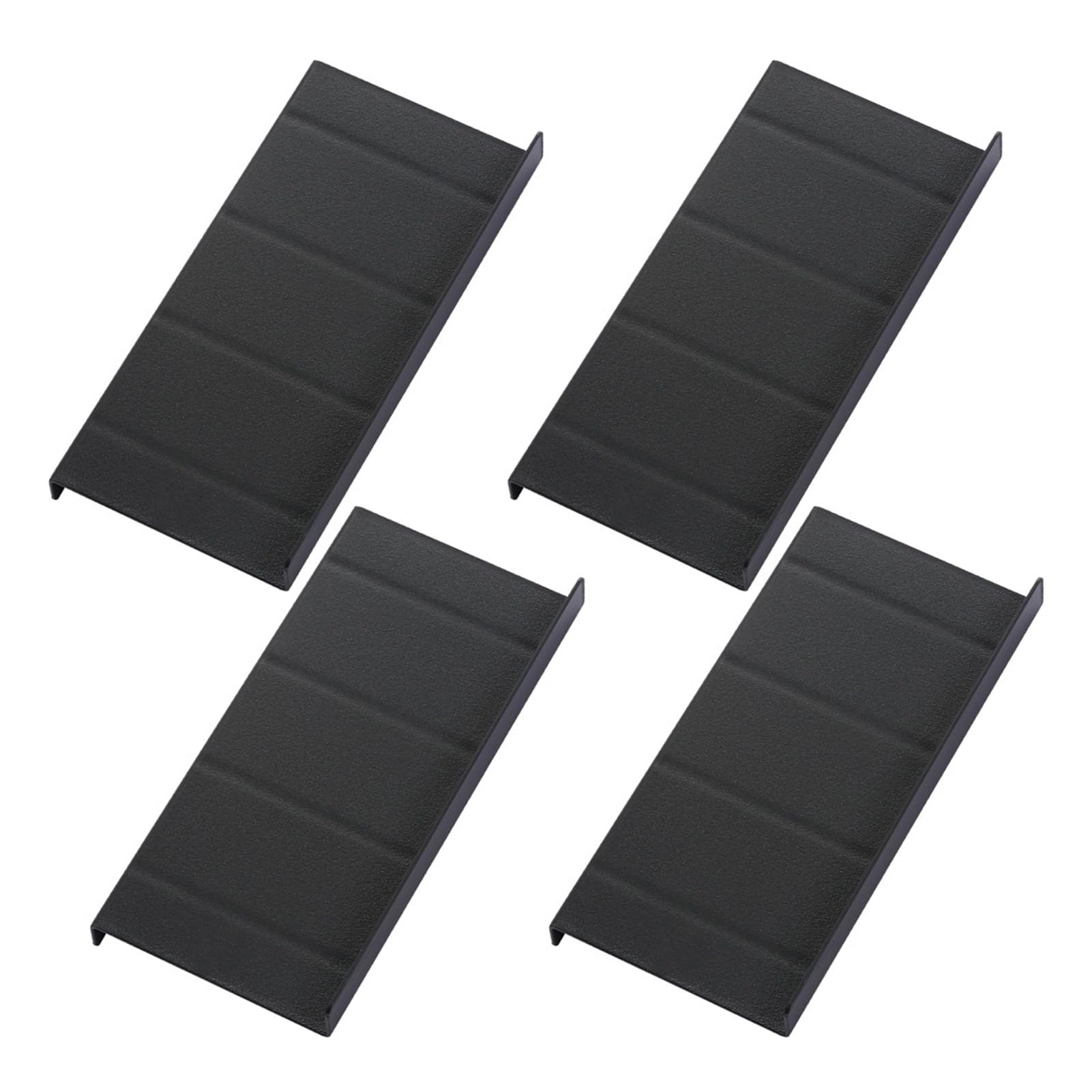 Rikuuui Kitchen Drawer Spice Organizer Stepped Spice Holder Shelf Moisture-Proof Grooved Partitions Storage Tray for Bottles Jars Black 4pcs
