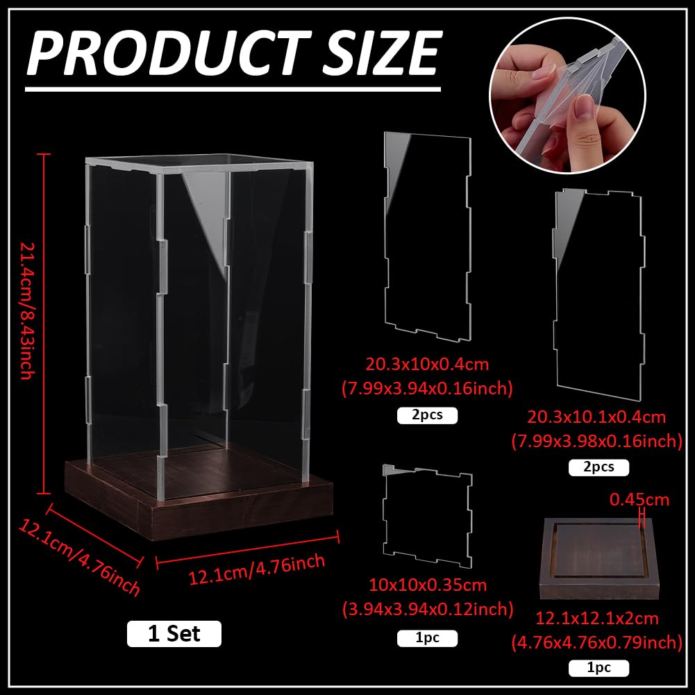 PH PandaHall Clear Acrylic Display Case for Collectibles Crystal Display Box Dustproof Storage Box with Wooden Base for Collectibles Action Figures Home Office Decoration - Image 2