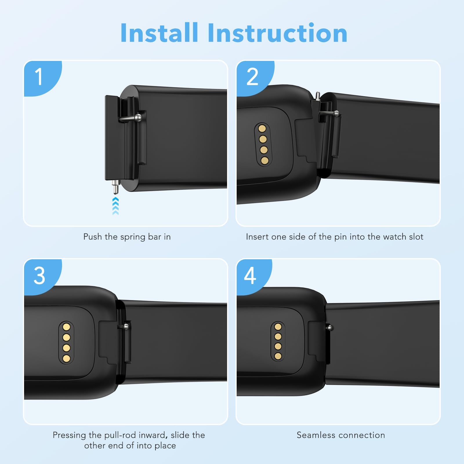 4 Pack Waterproof Bands Fit for Fitbit inspire 3 Bands for Women Men, Classic Soft Sports Replacement Wristbands for Women Men - 4