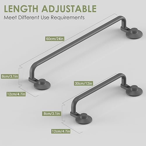 Miniatura 3 de LUXEAR Toallero, barra de toalla de baño adhesiva de 24 pulgadas con ventosa mejorada, toallero de ducha adhesivo sin herramientas con 5 ganchos