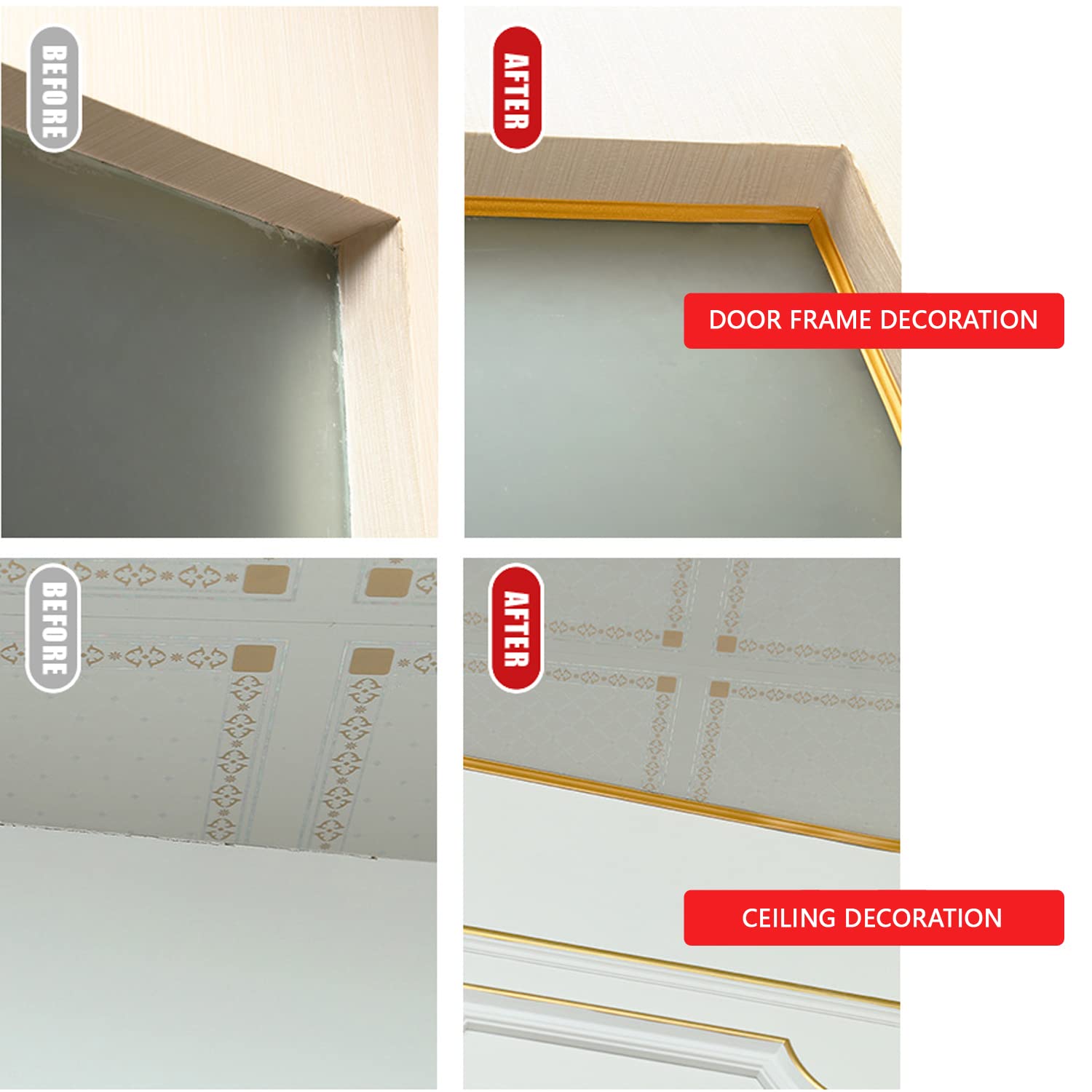 GELINTONG PVC Quadrant Trim Caulk Strip,4.9Meters Moulding Trim Self