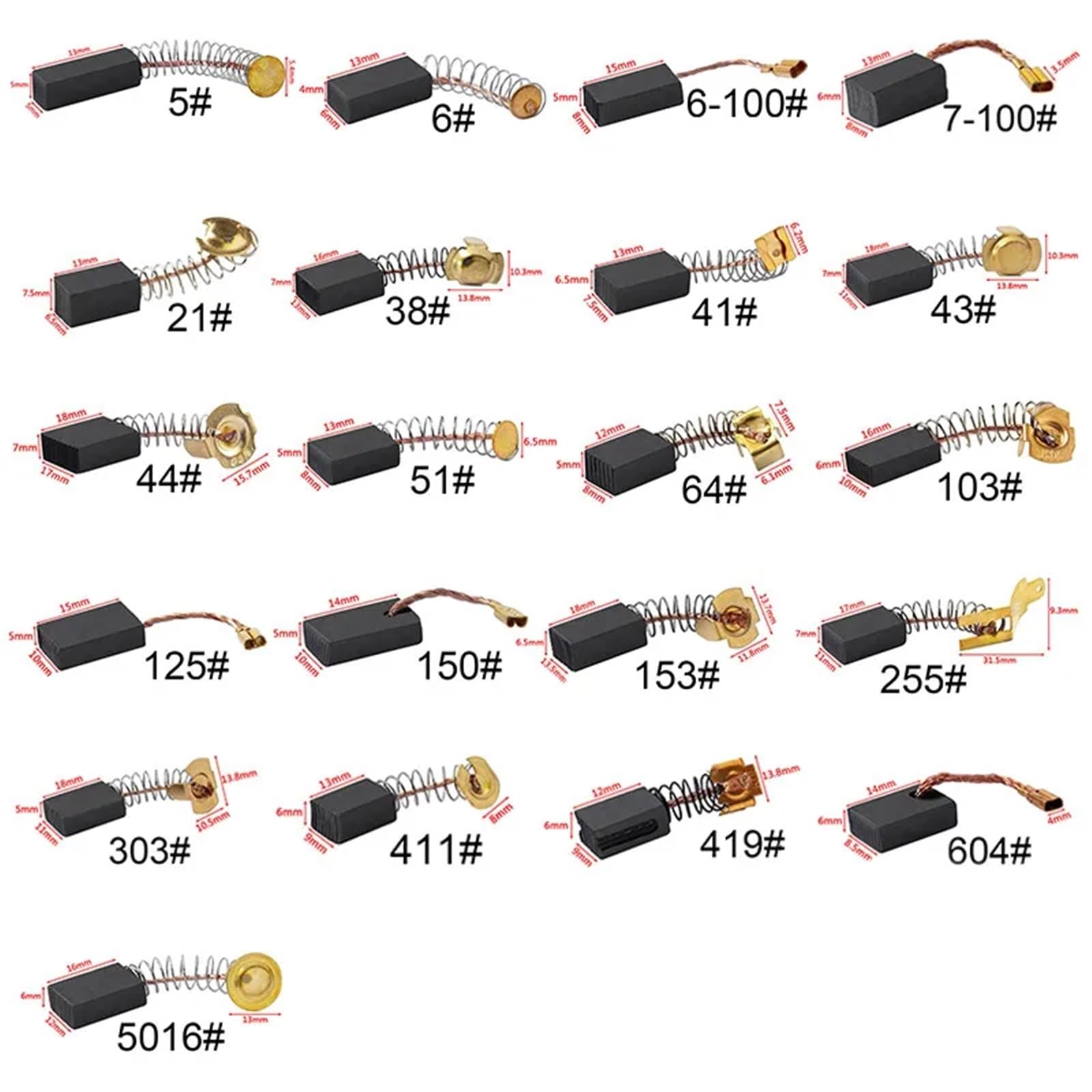 Szczotki węglowe do silników elektrycznych 300 szt. 4 * 6 13 mm z drutami sprężynowymi Silnik Elektryczne szczotki Wymienne elektronarzędzia