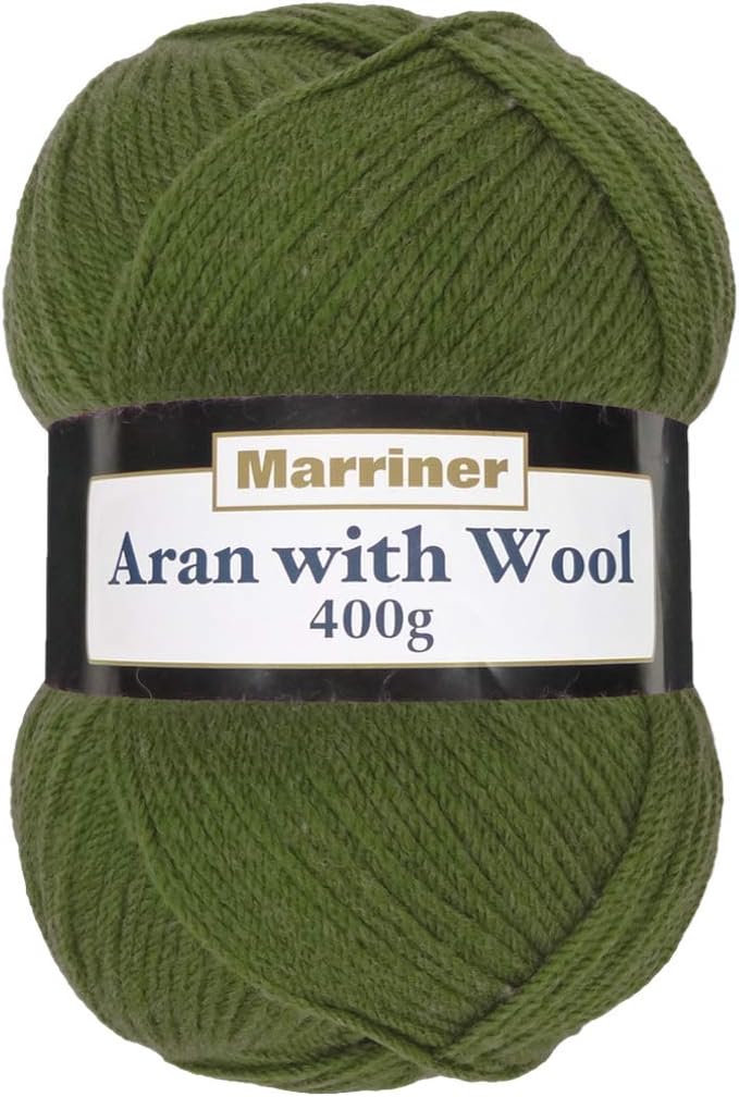 Marriner Aran with Wool 80% Acrylic and 20% Wool 10 Ply for Knitting and Crochet - Lightweight and Hypoallergenic (Pesto 400g Single Ball)