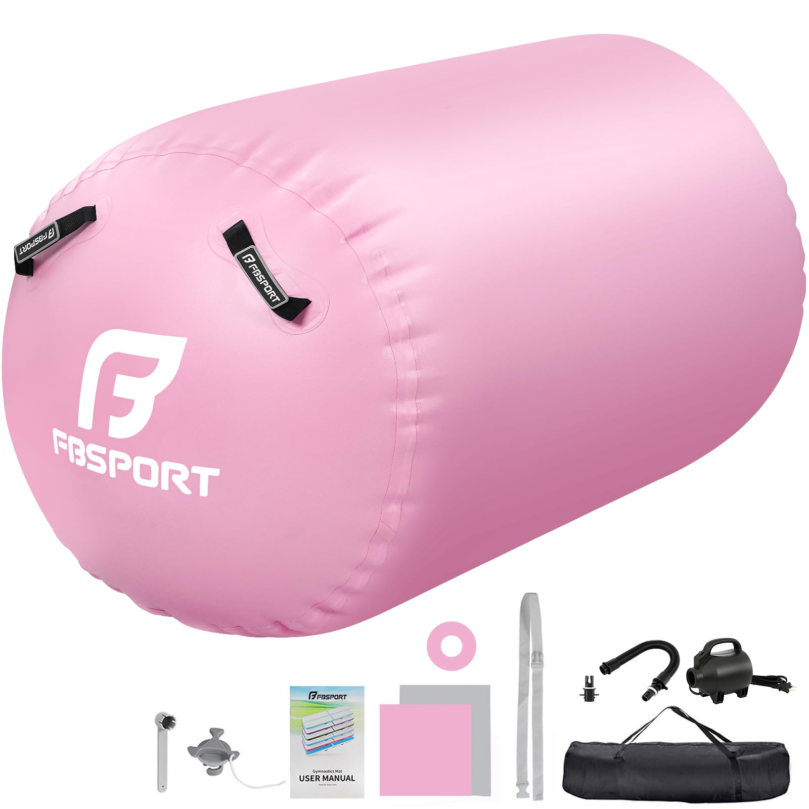 FBSPORT Aufblasbare Air Roll, 100/120cm Aufblasbare Luft Rollen, Yoga Gymnastik Zylinder, Gymnastikmatte, Gym Air Barrel, Air Tumbling Track, Sportmatte für zuhause mit Tragetasche, Outdoor, Fitness