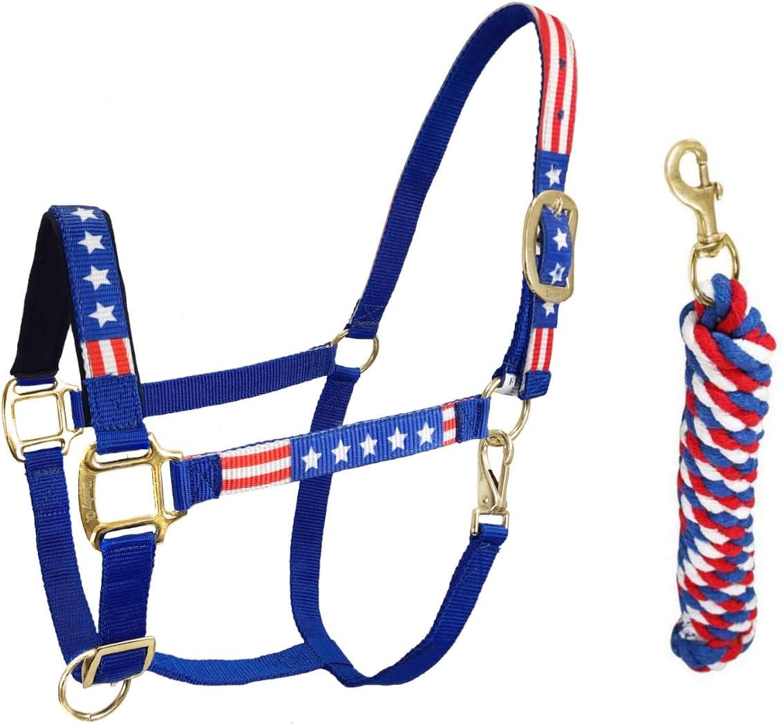 Derby Originals Patriotic Nylon Horse Halter with Matching 10ft Cotton Lead