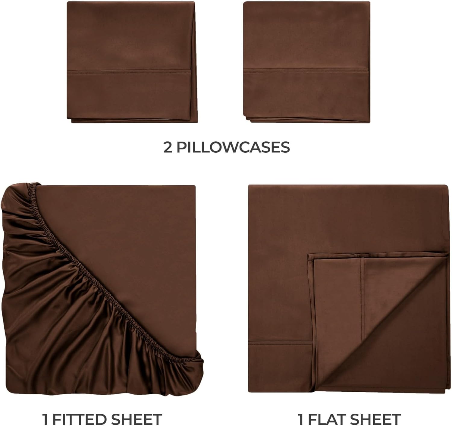 Superior Egyptian Cotton 300 Thread Count Bed Sheet Set, 1 Elastic Deep Pocket Fitted Sheet, 1 Flat Sheet, 1 Pillowcase, Daily Soft Sheets, Luxury, Plush, Home Essentials, Twin, Mocha - Image 6