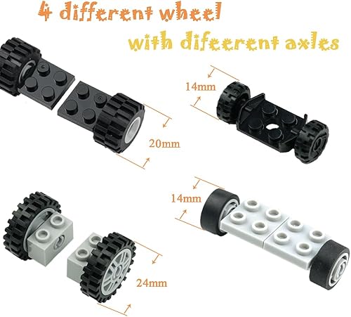 Miniatura 4 de Juego de 122 ruedas y ejes, piezas de chasis de automóvil, bloques de construcción, compatible con juguetes clásicos de ladrillos