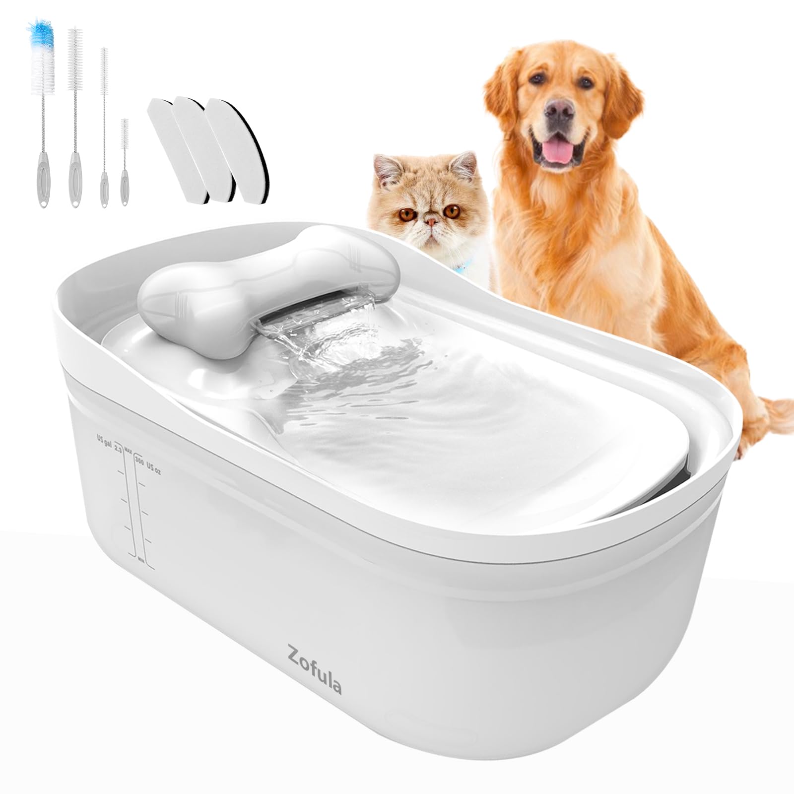 NPET 1.3 Gallon Dog Water Fountain - Automatic, Adjustable Flow & LED, With Splatter Guard