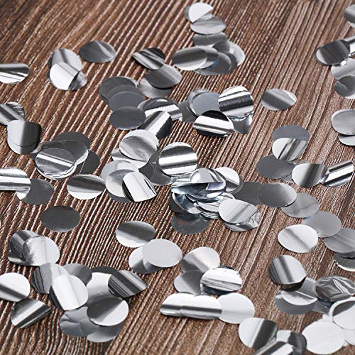 Image of TecUnite Silver Foil Confetti Round Tissue Paper Table Confetti Dots for Wedding Birthday Party Decoration Arts Craft DIY Scrapbooking, 1.76 oz (1.5 cm)